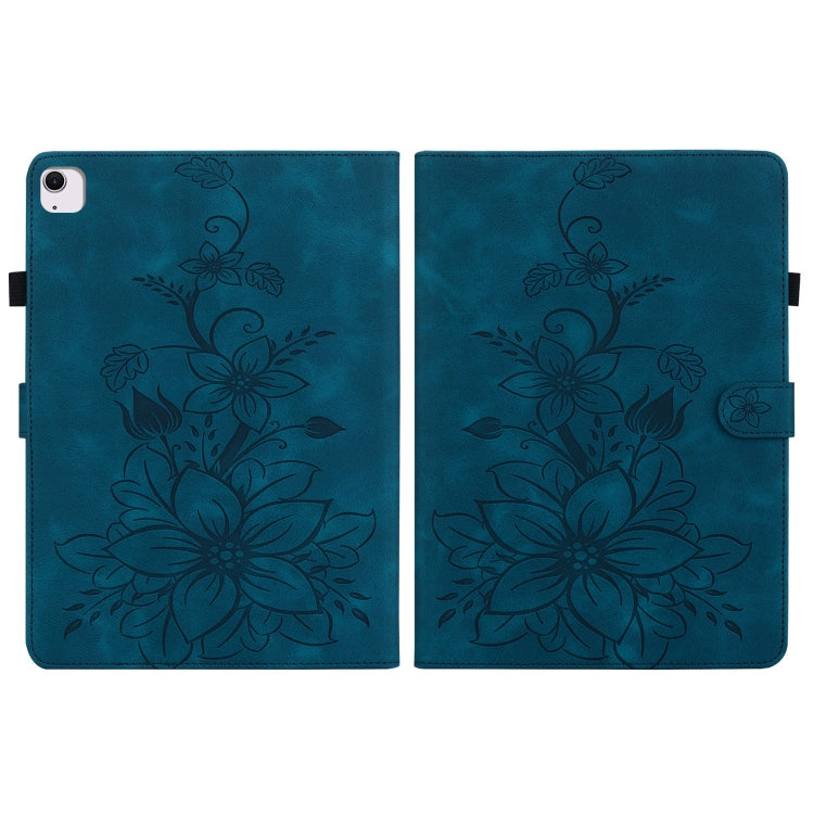 For iPad Air 13 2025 / 2024 Lily Embossed Leather Smart Tablet Case(Dark Blue) by buy2fix