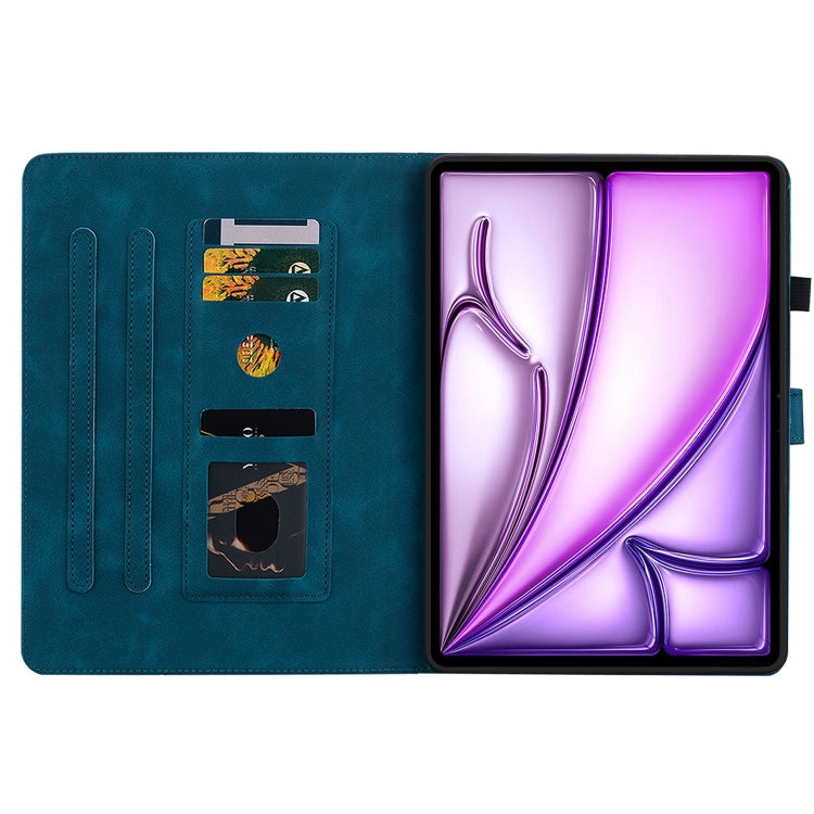 For iPad Air 13 2025 / 2024 Lily Embossed Leather Smart Tablet Case(Dark Blue) by buy2fix