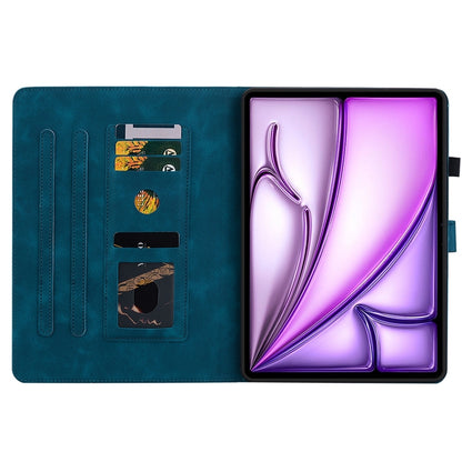 For iPad Air 13 2025 / 2024 Lily Embossed Leather Smart Tablet Case(Dark Blue) by buy2fix