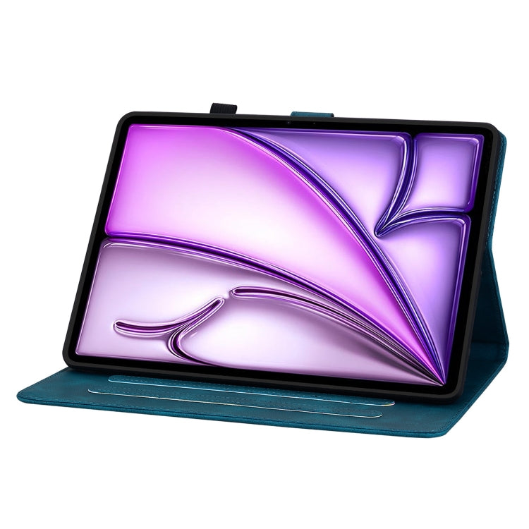 For iPad Air 13 2025 / 2024 Lily Embossed Leather Smart Tablet Case(Dark Blue) by buy2fix