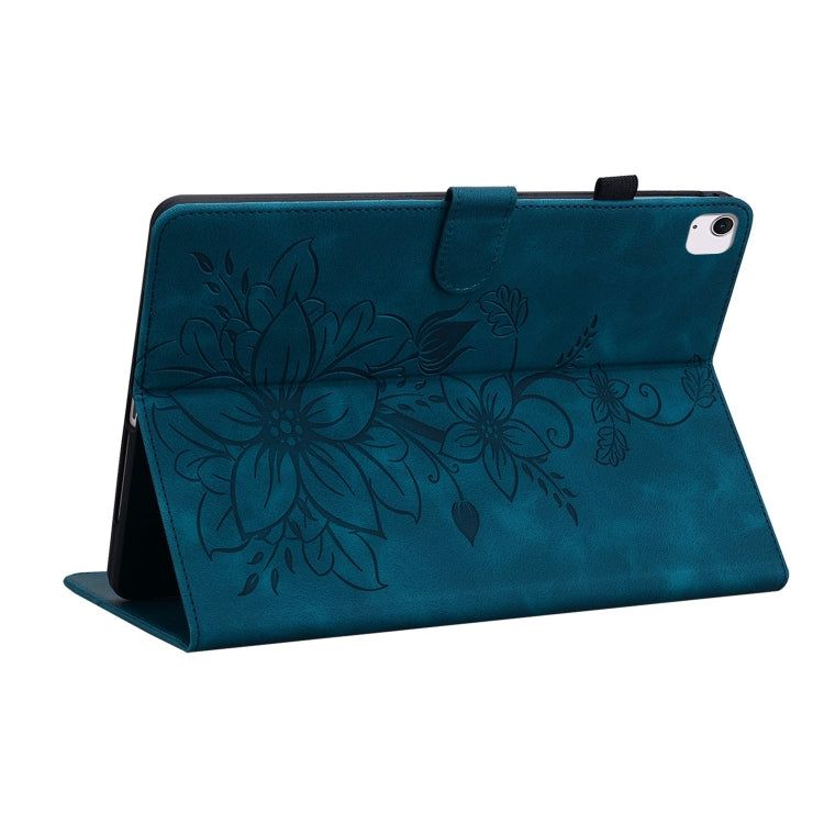For iPad Air 13 2025 / 2024 Lily Embossed Leather Smart Tablet Case(Dark Blue) by buy2fix