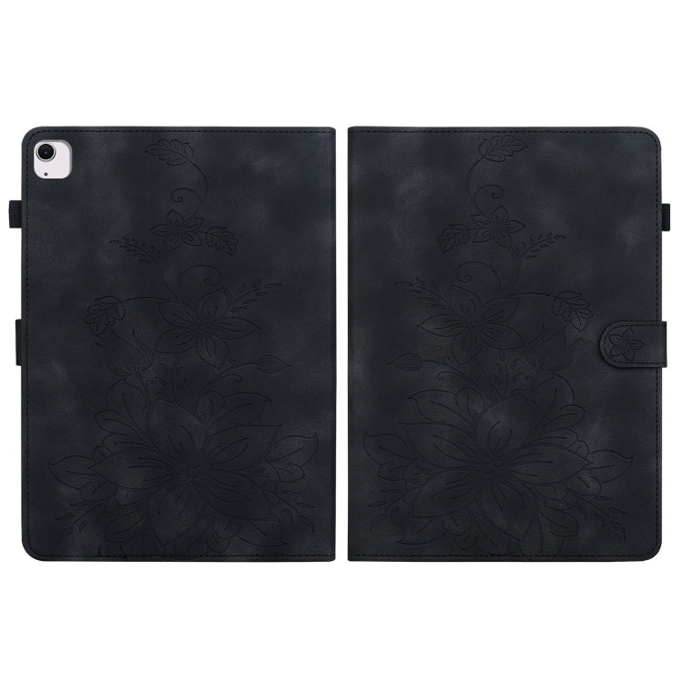 For iPad Air 13 2025 / 2024 Lily Embossed Leather Smart Tablet Case(Black) by buy2fix