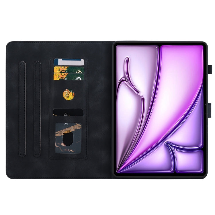 For iPad Air 13 2025 / 2024 Lily Embossed Leather Smart Tablet Case(Black) by buy2fix