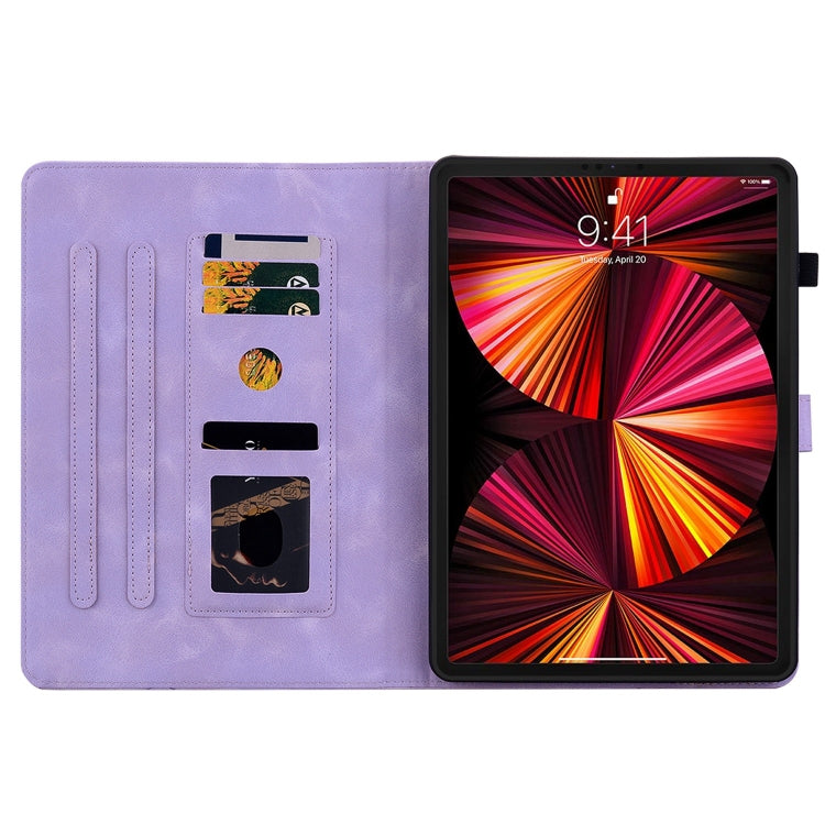 For iPad Pro 12.9 2022 / 2021 / 2020 Lily Embossed Leather Smart Tablet Case(Purple) - iPad Pro 12.9 (2022/2021) Cases by buy2fix | Online Shopping UK | buy2fix