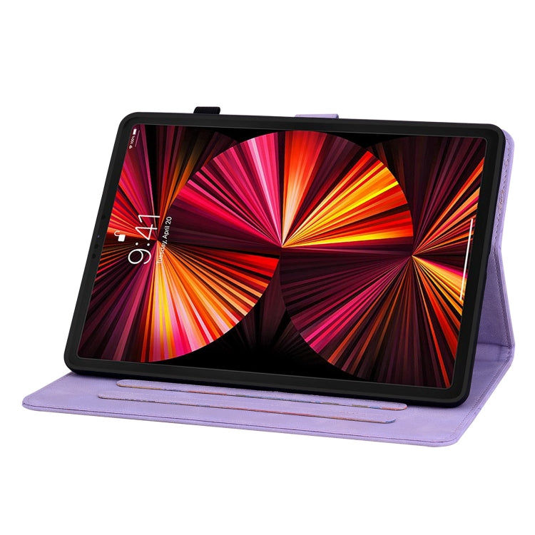 For iPad Pro 12.9 2022 / 2021 / 2020 Lily Embossed Leather Smart Tablet Case(Purple) - iPad Pro 12.9 (2022/2021) Cases by buy2fix | Online Shopping UK | buy2fix