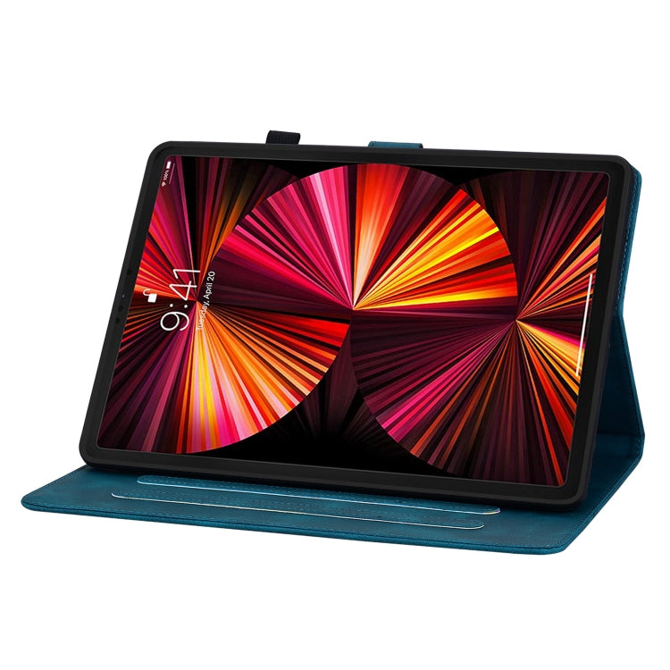For iPad Pro 12.9 2022 / 2021 / 2020 Lily Embossed Leather Smart Tablet Case(Dark Blue) - iPad Pro 12.9 (2022/2021) Cases by buy2fix | Online Shopping UK | buy2fix