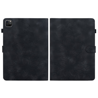 For iPad Pro 11 2022 / Air 10.9 2022 Lily Embossed Leather Smart Tablet Case(Black) - More iPad Cases by buy2fix | Online Shopping UK | buy2fix