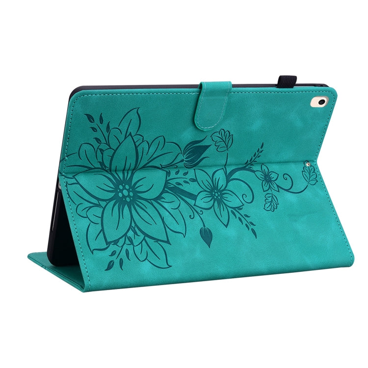 For iPad 10.2 2021 / Air 10.5 Lily Embossed Leather Smart Tablet Case(Green) - iPad 10.2 Cases by buy2fix | Online Shopping UK | buy2fix