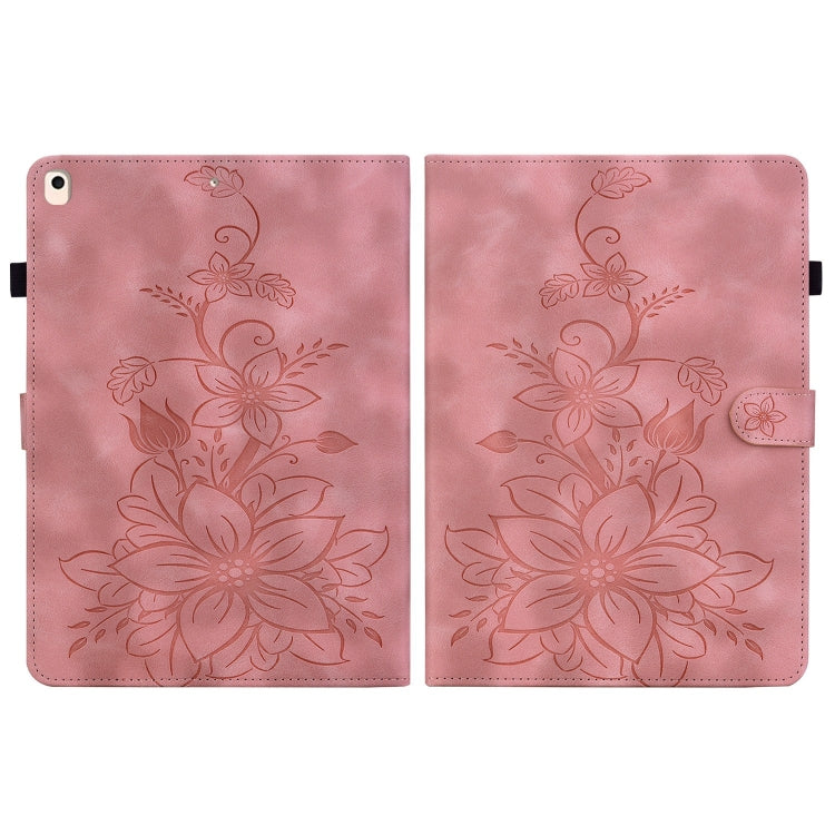 For iPad 10.2 2021 / Air 10.5 Lily Embossed Leather Smart Tablet Case(Pink) - iPad 10.2 Cases by buy2fix | Online Shopping UK | buy2fix