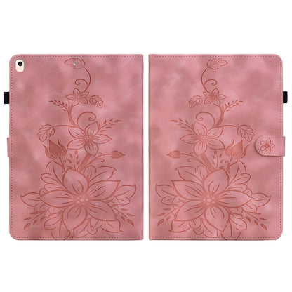 For iPad 10.2 2021 / Air 10.5 Lily Embossed Leather Smart Tablet Case(Pink) - iPad 10.2 Cases by buy2fix | Online Shopping UK | buy2fix
