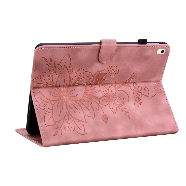 For iPad 10.2 2021 / Air 10.5 Lily Embossed Leather Smart Tablet Case(Pink) - iPad 10.2 Cases by buy2fix | Online Shopping UK | buy2fix