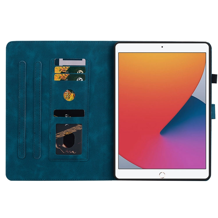 For iPad 10.2 2021 / Air 10.5 Lily Embossed Leather Smart Tablet Case(Dark Blue) - iPad 10.2 Cases by buy2fix | Online Shopping UK | buy2fix