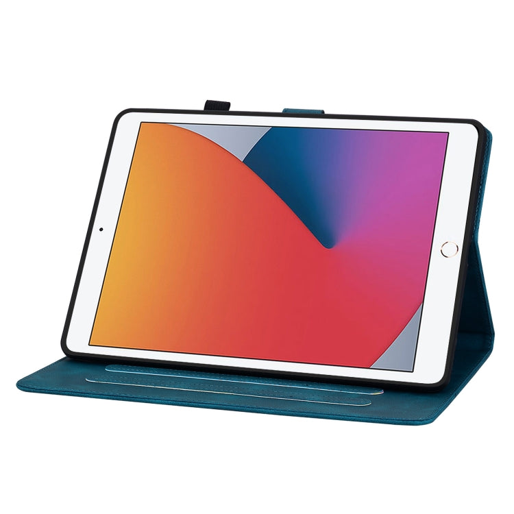 For iPad 10.2 2021 / Air 10.5 Lily Embossed Leather Smart Tablet Case(Dark Blue) - iPad 10.2 Cases by buy2fix | Online Shopping UK | buy2fix
