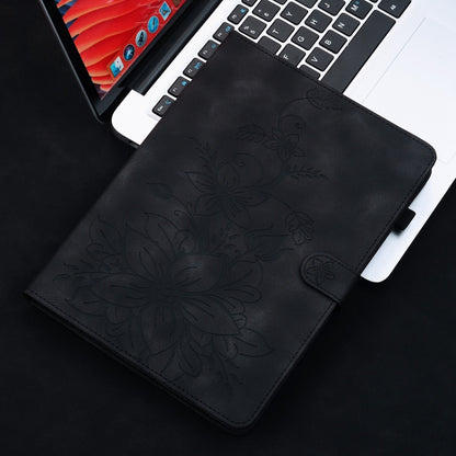 For iPad 10.2 2021 / Air 10.5 Lily Embossed Leather Smart Tablet Case(Black) - iPad 10.2 Cases by buy2fix | Online Shopping UK | buy2fix