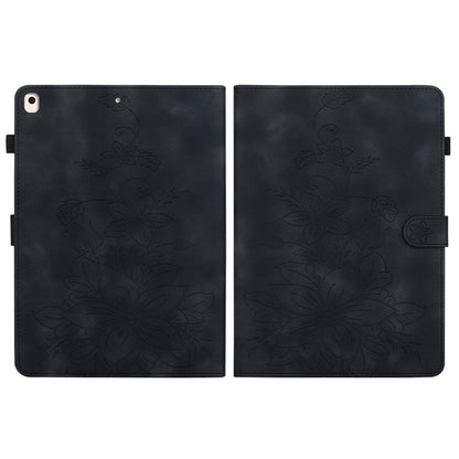 For iPad 10.2 2021 / Air 10.5 Lily Embossed Leather Smart Tablet Case(Black) - iPad 10.2 Cases by buy2fix | Online Shopping UK | buy2fix