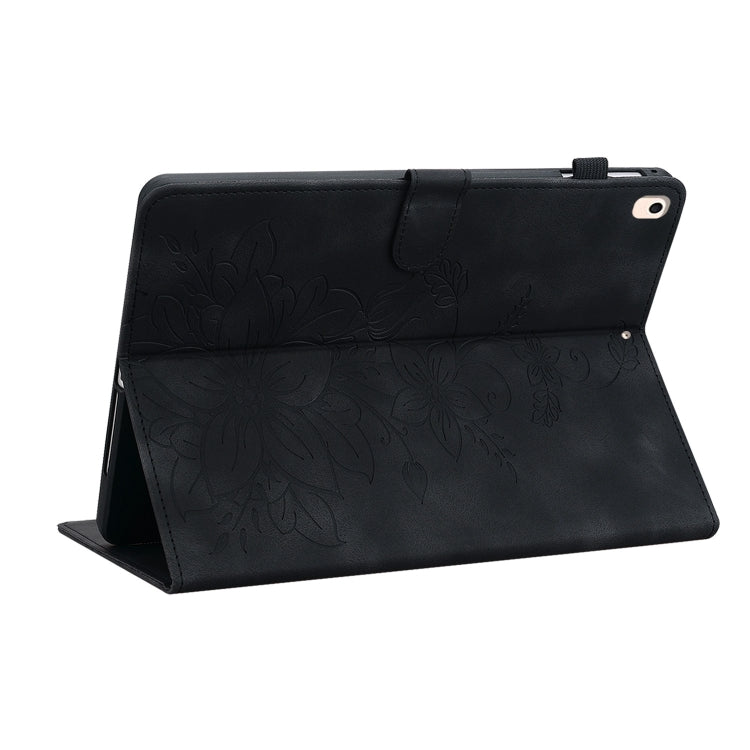 For iPad 10.2 2021 / Air 10.5 Lily Embossed Leather Smart Tablet Case(Black) - iPad 10.2 Cases by buy2fix | Online Shopping UK | buy2fix