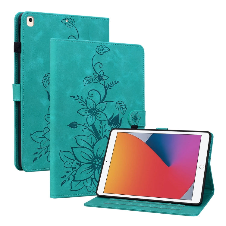 For iPad Air / Air 2 / 9.7 2017 / 2018 Lily Embossed Leather Smart Tablet Case(Green) - iPad 9.7 (2018) & (2017) Cases by buy2fix | Online Shopping UK | buy2fix