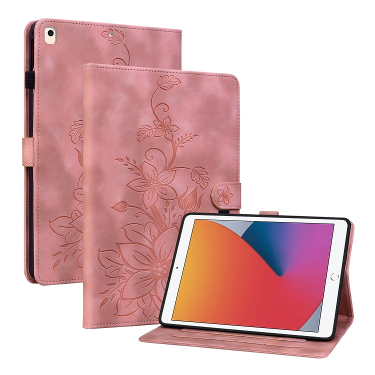 For iPad Air / Air 2 / 9.7 2017 / 2018 Lily Embossed Leather Smart Tablet Case(Pink) - iPad 9.7 (2018) & (2017) Cases by buy2fix | Online Shopping UK | buy2fix