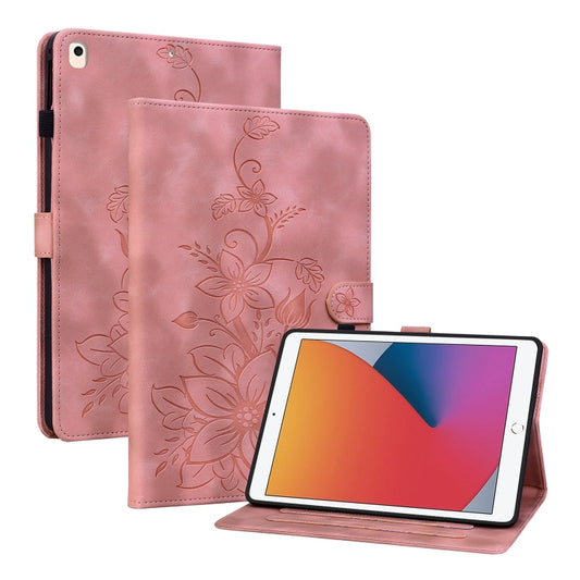 For iPad Air / Air 2 / 9.7 2017 / 2018 Lily Embossed Leather Smart Tablet Case(Pink) - iPad 9.7 (2018) & (2017) Cases by buy2fix | Online Shopping UK | buy2fix