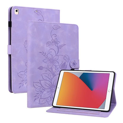 For iPad Air / Air 2 / 9.7 2017 / 2018 Lily Embossed Leather Smart Tablet Case(Purple) - iPad 9.7 (2018) & (2017) Cases by buy2fix | Online Shopping UK | buy2fix
