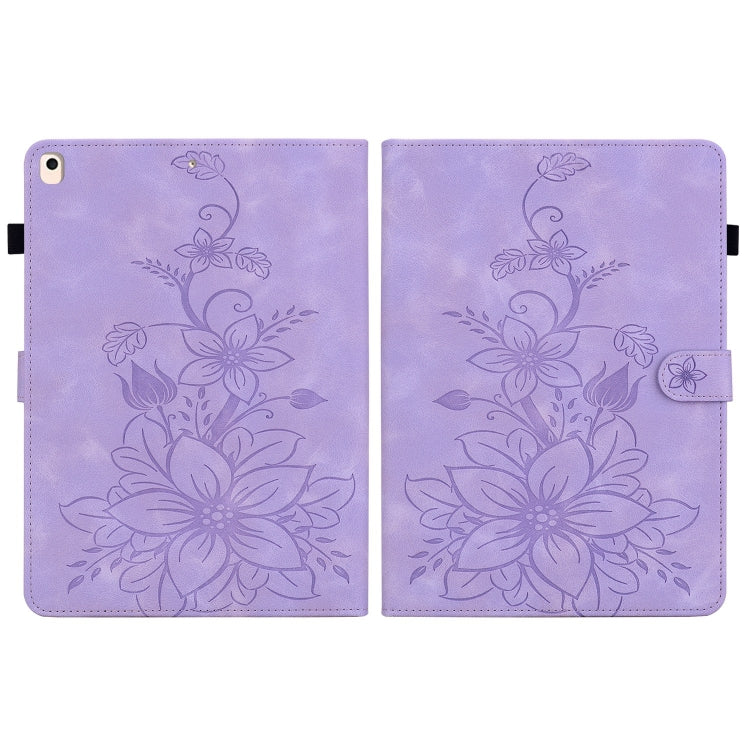 For iPad Air / Air 2 / 9.7 2017 / 2018 Lily Embossed Leather Smart Tablet Case(Purple) - iPad 9.7 (2018) & (2017) Cases by buy2fix | Online Shopping UK | buy2fix