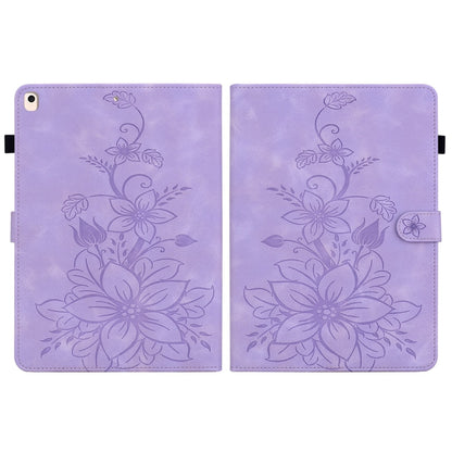 For iPad Air / Air 2 / 9.7 2017 / 2018 Lily Embossed Leather Smart Tablet Case(Purple) - iPad 9.7 (2018) & (2017) Cases by buy2fix | Online Shopping UK | buy2fix
