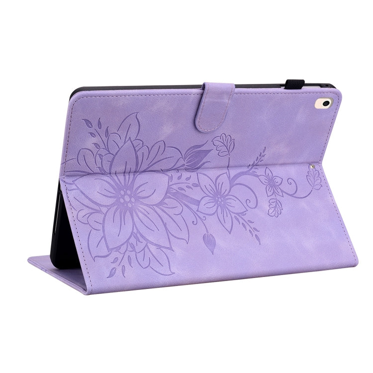 For iPad Air / Air 2 / 9.7 2017 / 2018 Lily Embossed Leather Smart Tablet Case(Purple) - iPad 9.7 (2018) & (2017) Cases by buy2fix | Online Shopping UK | buy2fix