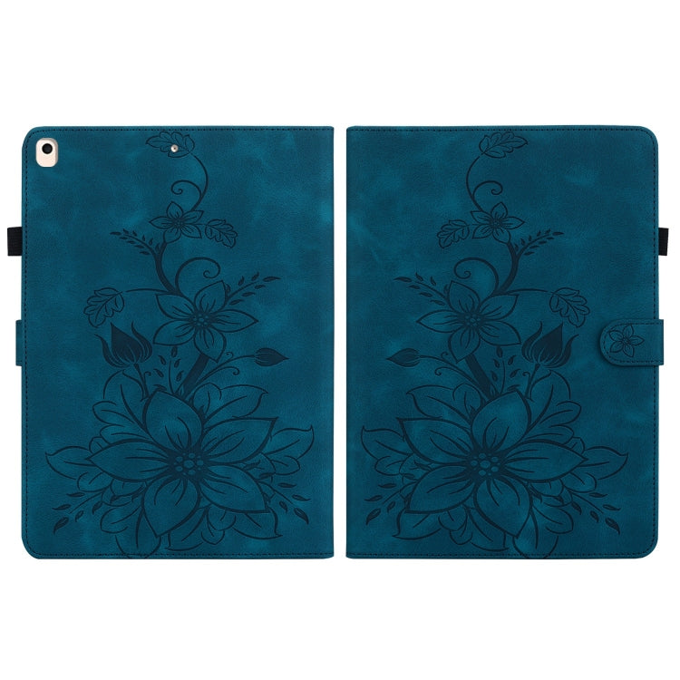 For iPad Air / Air 2 / 9.7 2017 / 2018 Lily Embossed Leather Smart Tablet Case(Dark Blue) - iPad 9.7 (2018) & (2017) Cases by buy2fix | Online Shopping UK | buy2fix