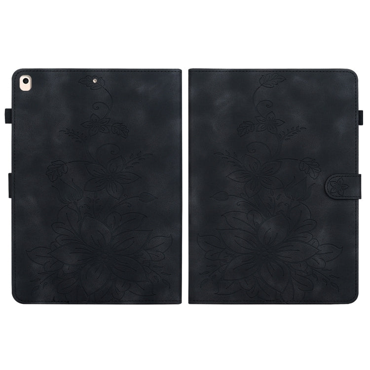 For iPad Air / Air 2 / 9.7 2017 / 2018 Lily Embossed Leather Smart Tablet Case(Black) - iPad 9.7 (2018) & (2017) Cases by buy2fix | Online Shopping UK | buy2fix