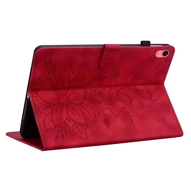 For iPad 2025 / 2022 Lily Embossed Leather Smart Tablet Case(Red) - iPad 2025 / 2022 Cases by buy2fix | Online Shopping UK | buy2fix