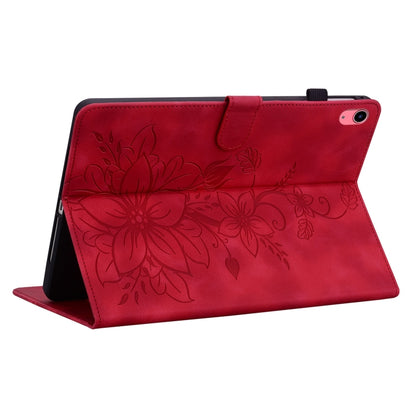 For iPad 2025 / 2022 Lily Embossed Leather Smart Tablet Case(Red) - iPad 2025 / 2022 Cases by buy2fix | Online Shopping UK | buy2fix