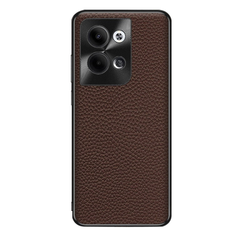 For OPPO Reno9 Pro Genuine Leather Litchi Texture Phone Case(Coffee) - OPPO Cases by buy2fix | Online Shopping UK | buy2fix