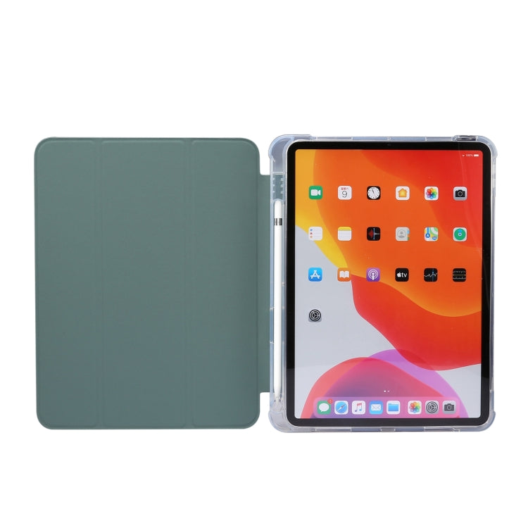 For iPad Air 11 2024 3-folding Electric Pressed Skin Texture Leather Tablet Case(Deep Green) - iPad Air 11 2024 Cases by buy2fix | Online Shopping UK | buy2fix