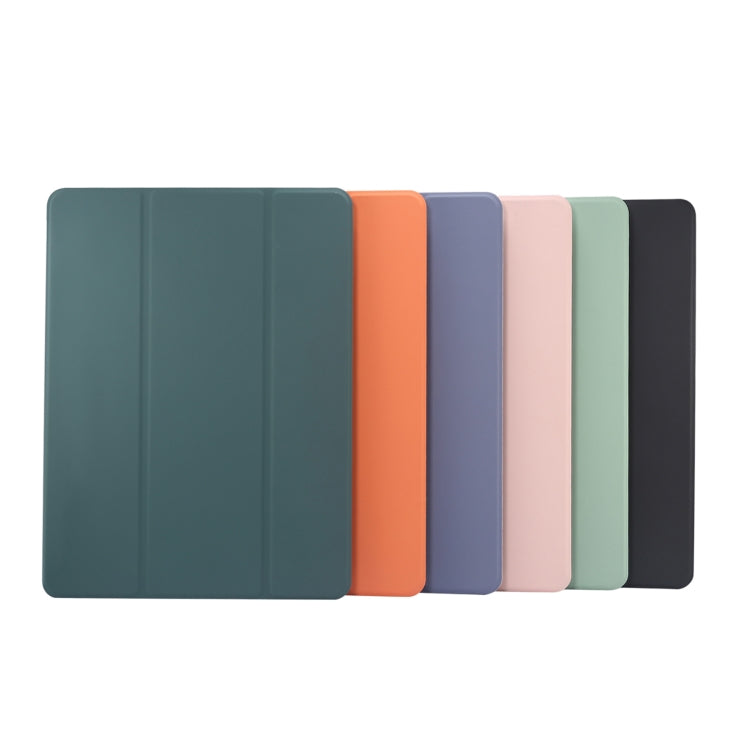 For iPad Air 11 2024 3-folding Electric Pressed Skin Texture Leather Tablet Case(Deep Green) - iPad Air 11 2024 Cases by buy2fix | Online Shopping UK | buy2fix