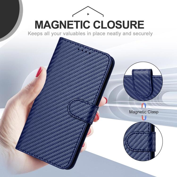 For iPhone Air YX0070 Carbon Fiber Buckle Leather Phone Case with Lanyard(Royal Blue) - iPhone Air Cases by buy2fix | Online Shopping UK | buy2fix