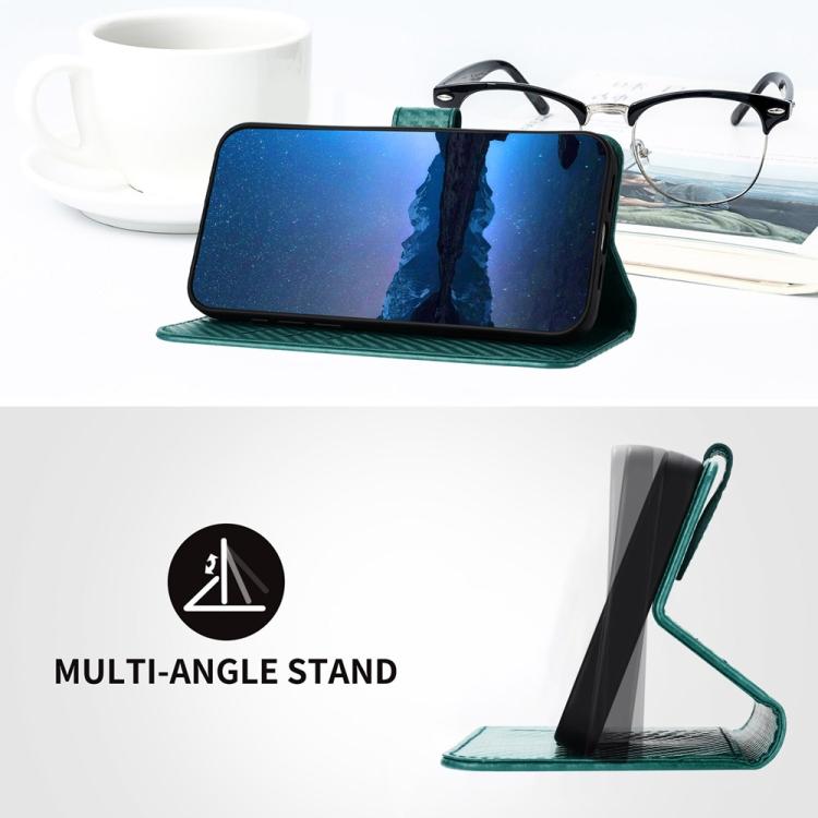 For iPhone 17 Air YX0070 Carbon Fiber Buckle Leather Phone Case with Lanyard(Dark Green) - iPhone 17 Air Cases by buy2fix | Online Shopping UK | buy2fix