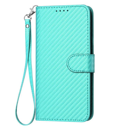 For iPhone 17 YX0070 Carbon Fiber Buckle Leather Phone Case with Lanyard(Light Blue) - iPhone 17 Cases by buy2fix | Online Shopping UK | buy2fix