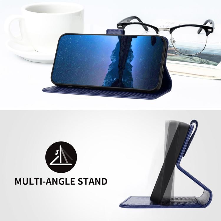 For iPhone 17 YX0070 Carbon Fiber Buckle Leather Phone Case with Lanyard(Royal Blue) - iPhone 17 Cases by buy2fix | Online Shopping UK | buy2fix