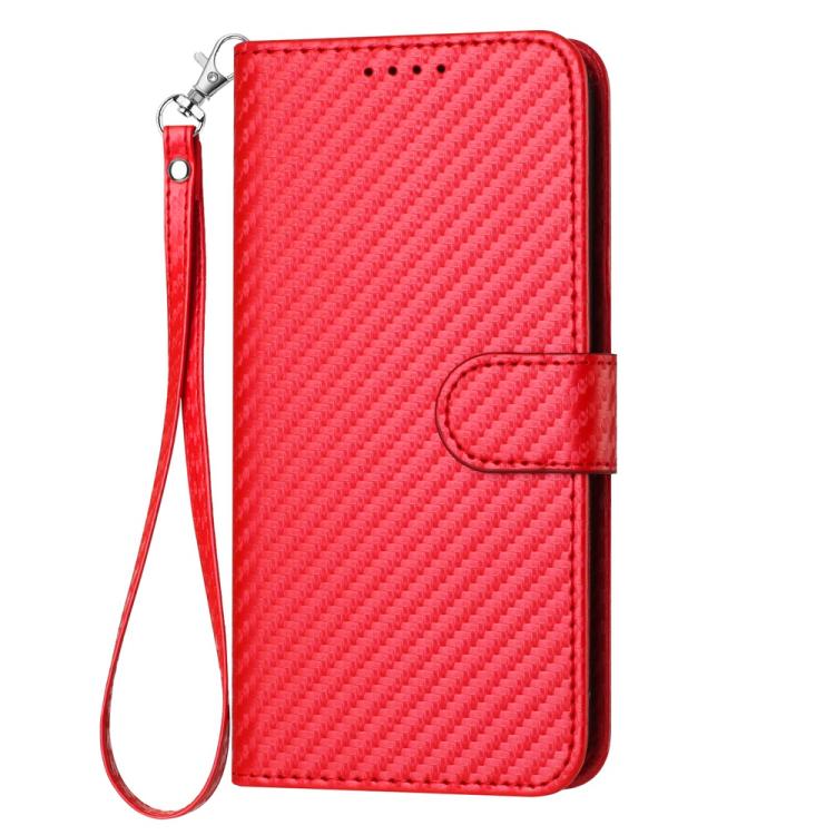 For iPhone 17 Pro Max YX0070 Carbon Fiber Buckle Leather Phone Case with Lanyard(Red) - iPhone 17 Pro Max Cases by buy2fix | Online Shopping UK | buy2fix