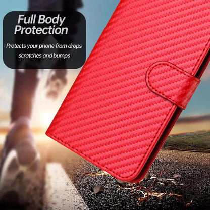For iPhone 17 Pro Max YX0070 Carbon Fiber Buckle Leather Phone Case with Lanyard(Red) - iPhone 17 Pro Max Cases by buy2fix | Online Shopping UK | buy2fix