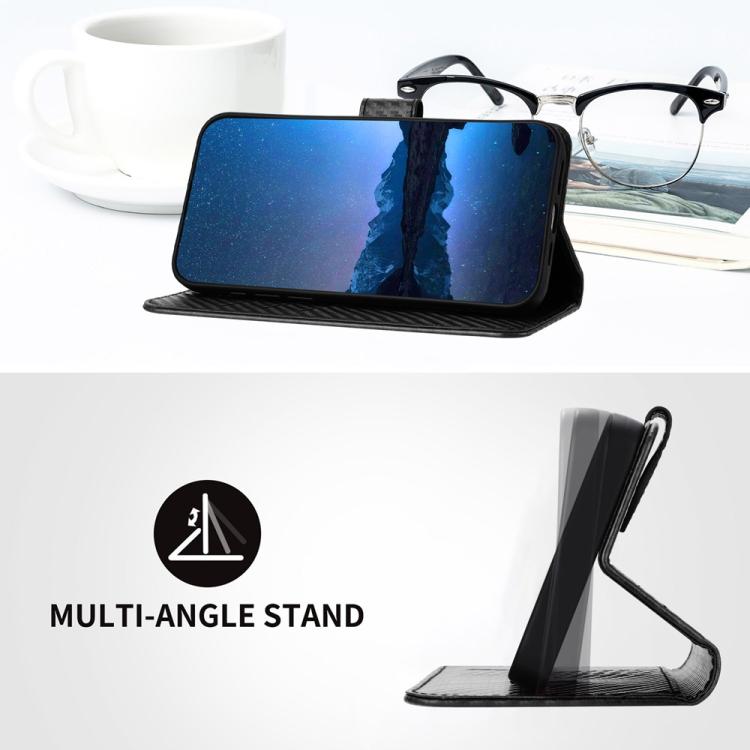 For iPhone 17 Pro Max YX0070 Carbon Fiber Buckle Leather Phone Case with Lanyard(Black) - iPhone 17 Pro Max Cases by buy2fix | Online Shopping UK | buy2fix