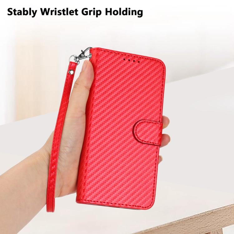 For Google Pixel 10 Pro XL YX0070 Carbon Fiber Buckle Leather Phone Case with Lanyard(Red) - Google Cases by buy2fix | Online Shopping UK | buy2fix