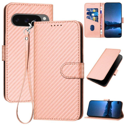 For Google Pixel 10 / Pixel 10 Pro YX0070 Carbon Fiber Buckle Leather Phone Case with Lanyard(Pink) - Google Cases by buy2fix | Online Shopping UK | buy2fix