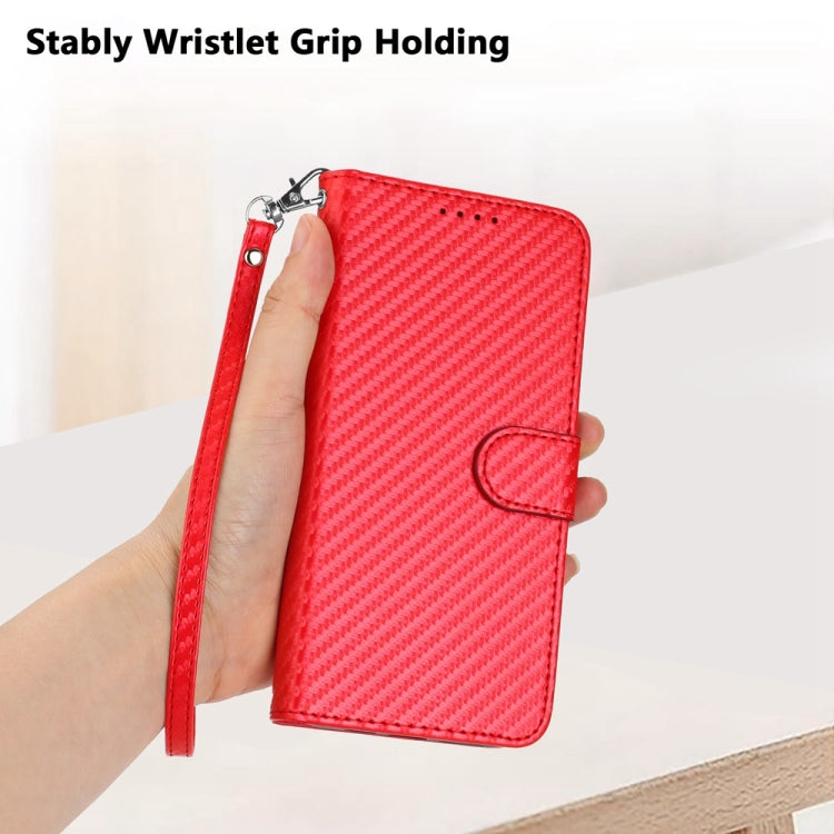 For Tecno Spark Go 2024 YX0070 Carbon Fiber Buckle Leather Phone Case with Lanyard(Red) by buy2fix