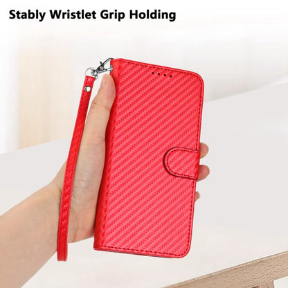 For Tecno Spark Go 2024 YX0070 Carbon Fiber Buckle Leather Phone Case with Lanyard(Red) by buy2fix