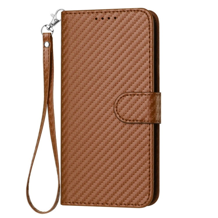 For Tecno Spark Go 2024 YX0070 Carbon Fiber Buckle Leather Phone Case with Lanyard(Coffee) by buy2fix