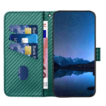 For Tecno Spark Go 2024 YX0070 Carbon Fiber Buckle Leather Phone Case with Lanyard(Dark Green) by buy2fix