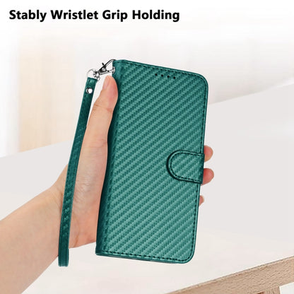 For Tecno Spark Go 2024 YX0070 Carbon Fiber Buckle Leather Phone Case with Lanyard(Dark Green) by buy2fix