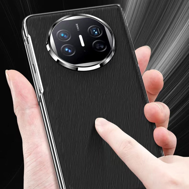 For Huawei Mate X3 Integrated Plating PC Leather Texture Full Coverage Fold Shockproof Phone Case(White) - Huawei Cases by buy2fix | Online Shopping UK | buy2fix