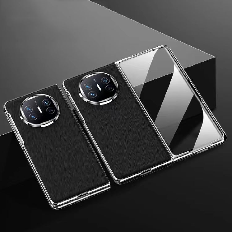For Huawei Mate X3 Integrated Plating PC Leather Texture Full Coverage Fold Shockproof Phone Case(Black) - Huawei Cases by buy2fix | Online Shopping UK | buy2fix